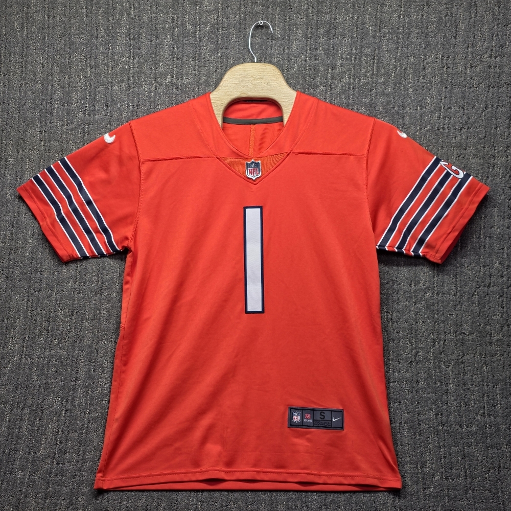 Nike Chicago Bears Justin Fields Jersey Mens Small Orange Alternate Game NFL #1